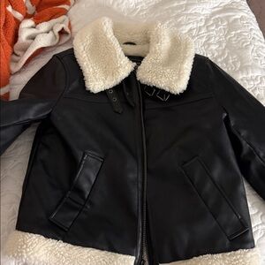 Levi's Black Leather Jacket with Cream Shearling